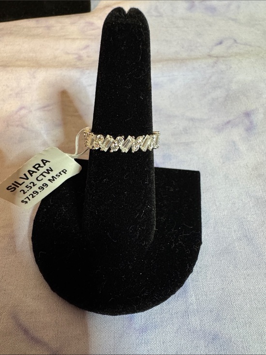 Jewelry - 925 Silver Baguette & Round Moissanite Ring - Silver Tone